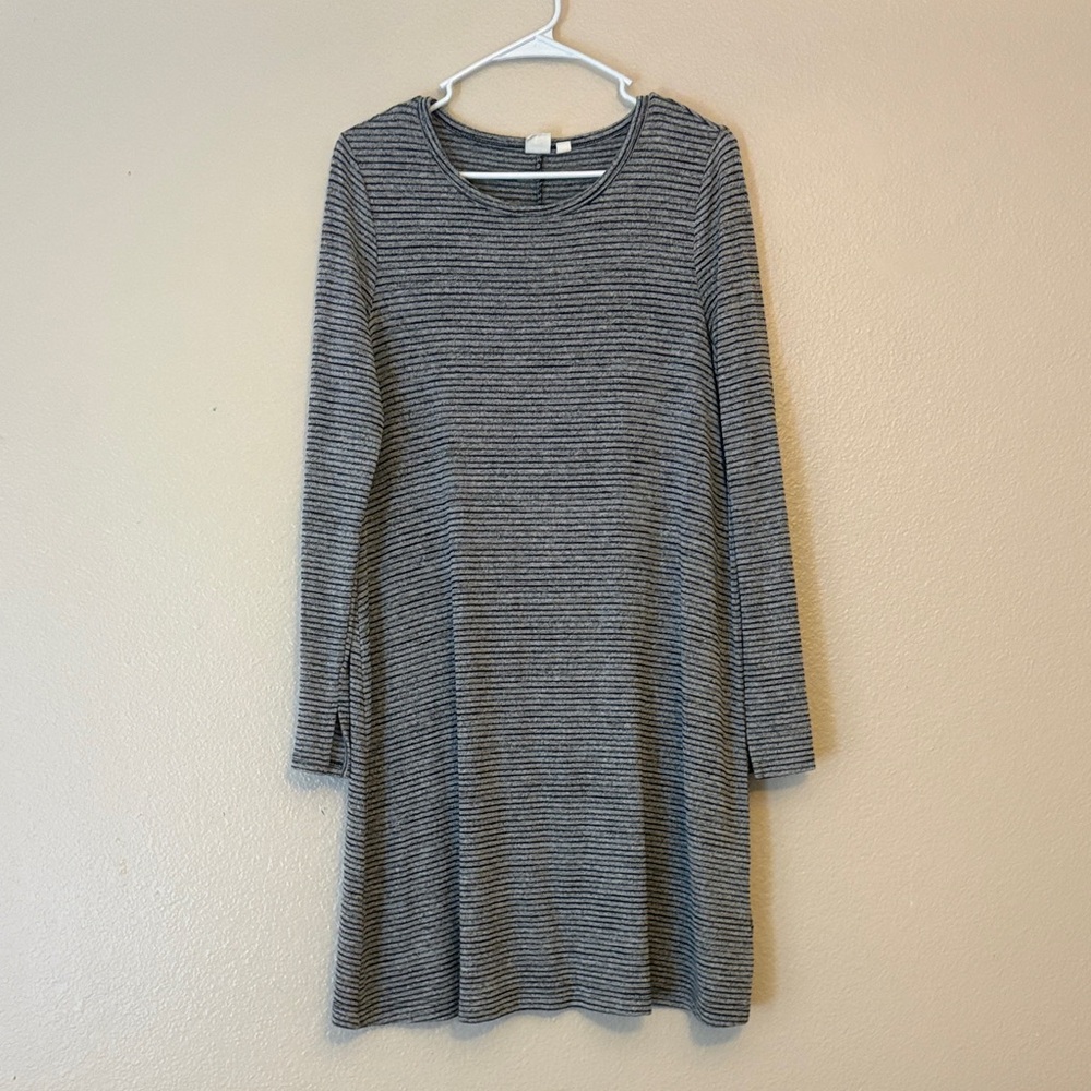 GAP - Black and Gray Striped Long Sleeve Dress - Size M